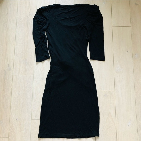 ASOS Black Puff Sleeve Twisted Dress - Picture 4 of 12